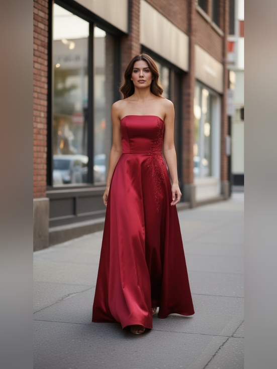 David's Bridal Dresses & Skirts - DAVID'S  BRIDAL Strapless Red Evening Gown SIZE 8